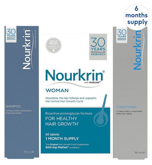 Nourkrin® WOMAN Bundle For Hair Growth + Free Shampoo and Conditioner (6 Months Supply)