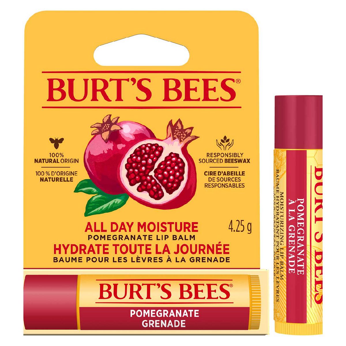 Burt's Bees Burt’S Bees Moisturising Pomegranate Lip Balm, 100% Natural Origin, 4.25g
