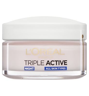 L'Oréal Paris Triple Active Night 24H Hydrating Moisturiser to Restore Skin Barrier, 50ml