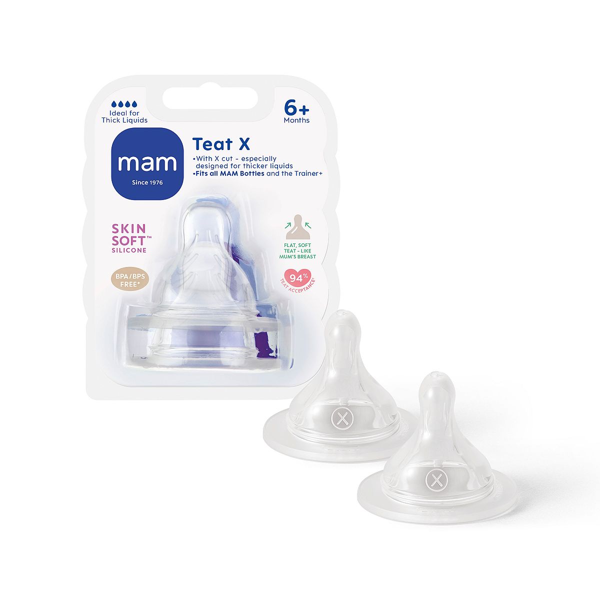 MAM Teats Size X, Extra Fast Flow, Silicone Nipples for Bottles, 2Pack Set - Image 3