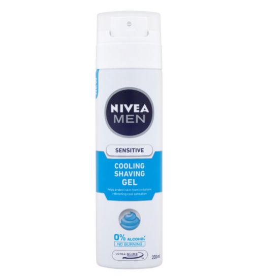 NIVEA MEN Sensitive Cooling Shave Gel with 0 % Alcohol, 200ml