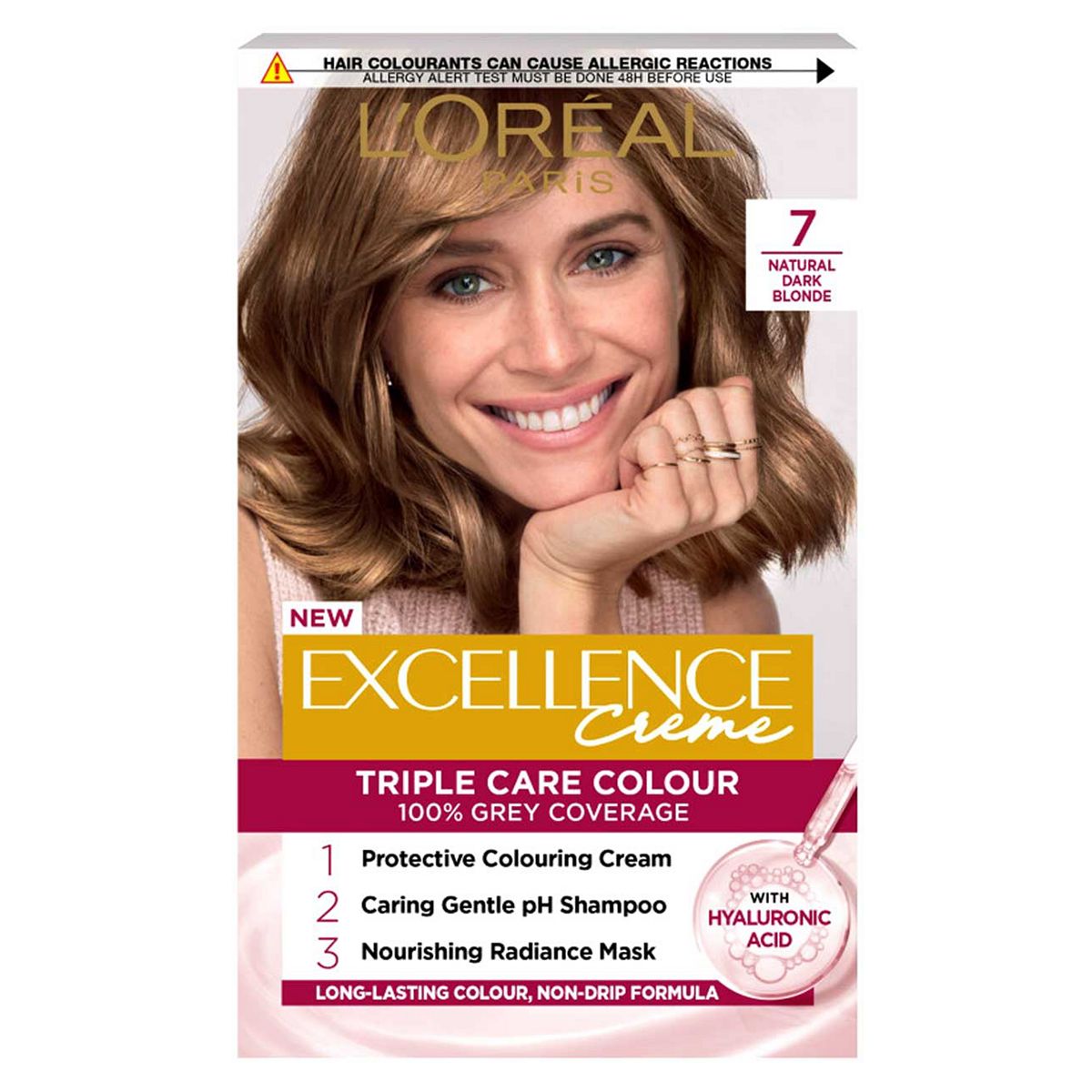L'Oreal Excellence Créme 7 Dark Blonde: 100% Grey, Nourished Shine, For Luminous Blonde