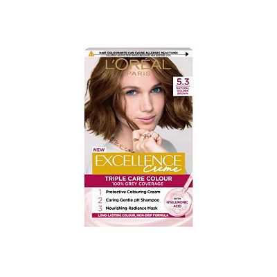 LOral Paris Excellence Crme Permanent Hair Dye, Up to 100% Grey Hair Coverage, 5.3 Natural Golden Br