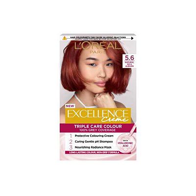 LOral Paris Excellence Crme Permanent Hair Dye, Up to 100% Grey Hair Coverage, 5.6 Natural Rich Aubu