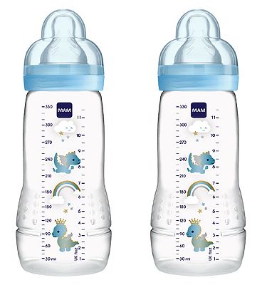MAM 330ml Baby Feeding Bottles x 2- Blue