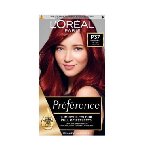 L’Oréal Paris Preference Permanent Hair Dye, Luminous Colour, Intense Dark Red P37