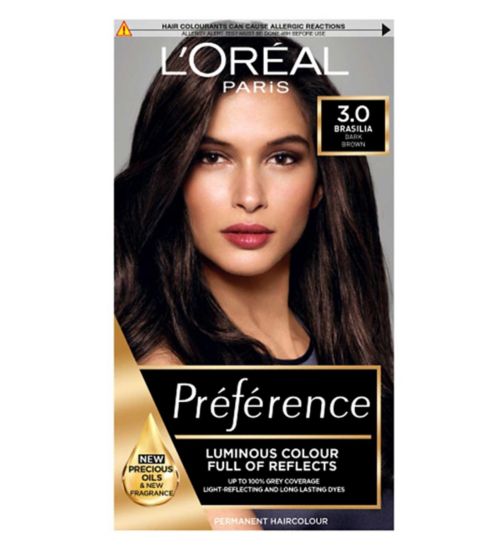 L’Oréal Paris Preference Permanent Hair Dye, Luminous Colour, Dark Brown 3.0