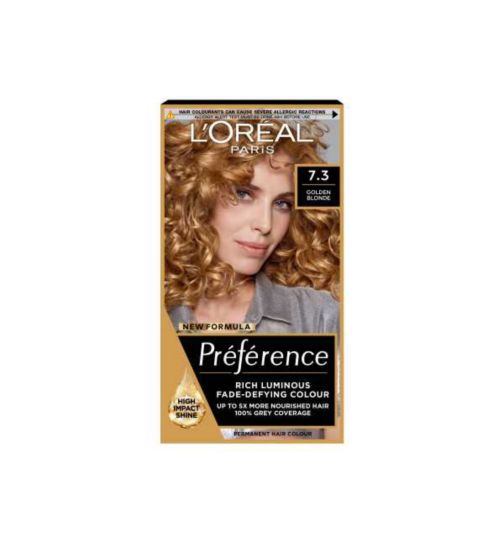 L’Oréal Paris Preference Permanent Hair Dye, Luminous Colour, Golden Blonde 7.3