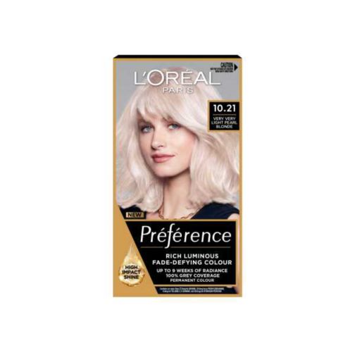L’Oréal Paris Preference Permanent Hair Dye, Luminous Colour, Very Very Light Pearl Blonde 10.21