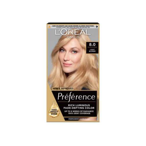 L’Oréal Paris Preference Permanent Hair Dye, Luminous Colour, Light Blonde 8