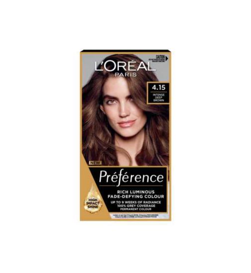 L’Oréal Paris Preference Permanent Hair Dye, Luminous Colour, Intense Deep Brown 4.15