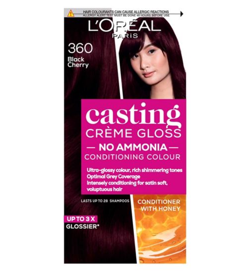 L'Oreal Paris Casting Creme Gloss Semi-Permanent Hair Dye, Black Hair Dye 360 Black Cherry