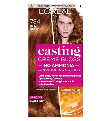 L'Oreal Paris Casting Creme Gloss Semi-Permanent Hair Dye, Blonde Hair Dye 734 Rich Honey Blonde