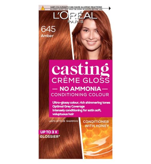 L'Oreal Paris Casting Creme Gloss Semi-Permanent Hair Dye, Red Hair Dye 645 Amber Red
