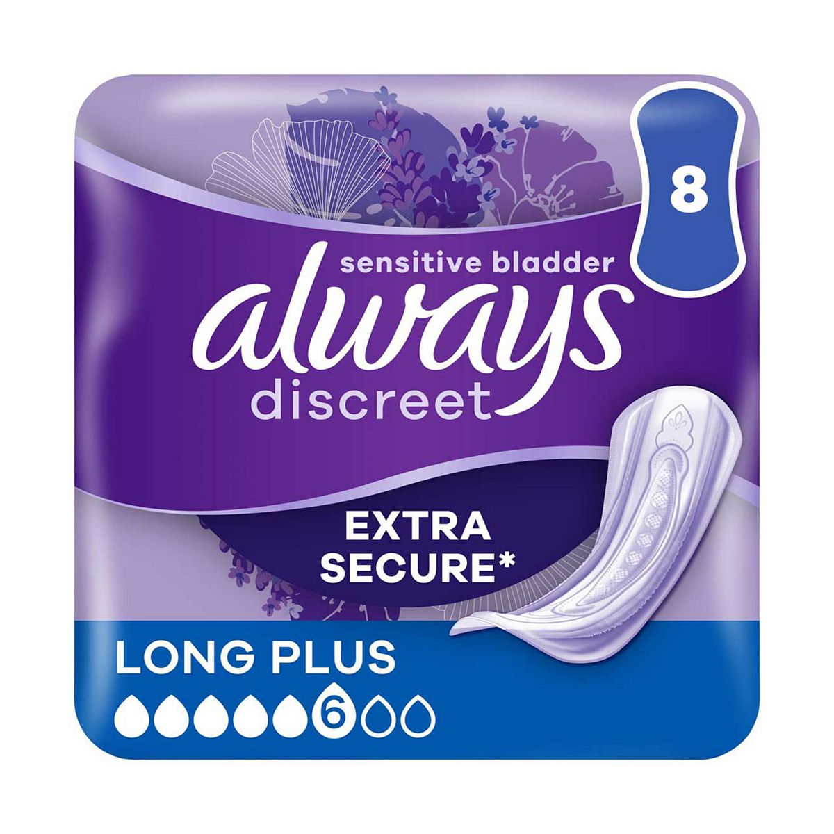 Always Discreet Incontinence Pads Plus Women Long X8