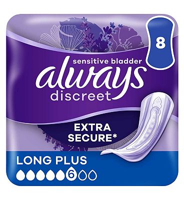 Always Discreet Incontinence Pads+ Long Plus For Sensitive Bladder 8 - Boots