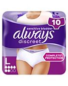 Always Discreet Underwear Incontinence Pants Women Normal L X10
