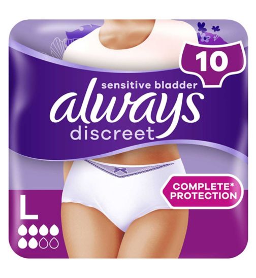 Always Discreet Underwear Incontinence Pants Women Normal L X10