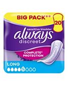 Always Discreet Incontinence Pads Plus Women Long x20