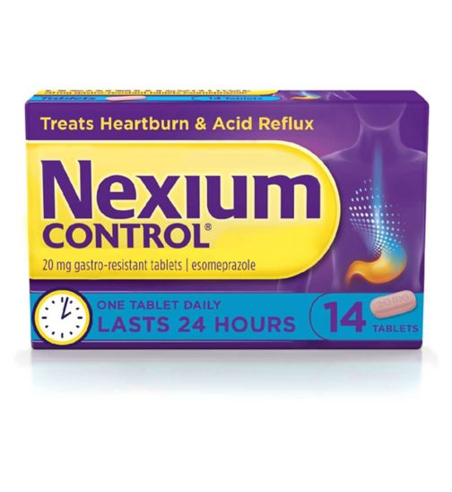 Nexium Control Heartburn and Acid Reflux Relief, 20mg Gastro-Resistant Esomeprazole 14 Tablets