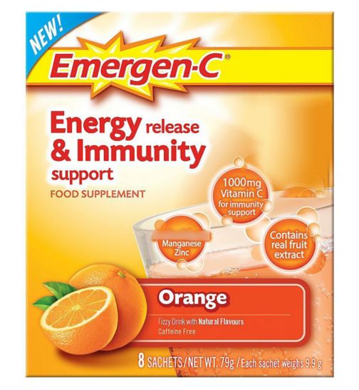 Emergen-C Super Orange, Energy & Immunity Multivitamin Sachets - Pack of 8