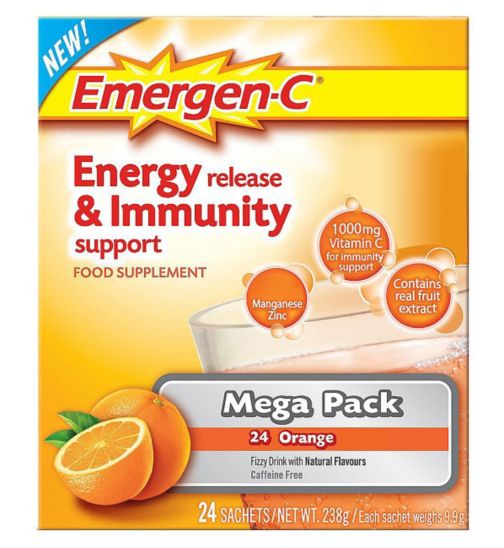 Emergen-C Super Orange, Energy & Immunity Multivitamin Sachets - Pack of 24