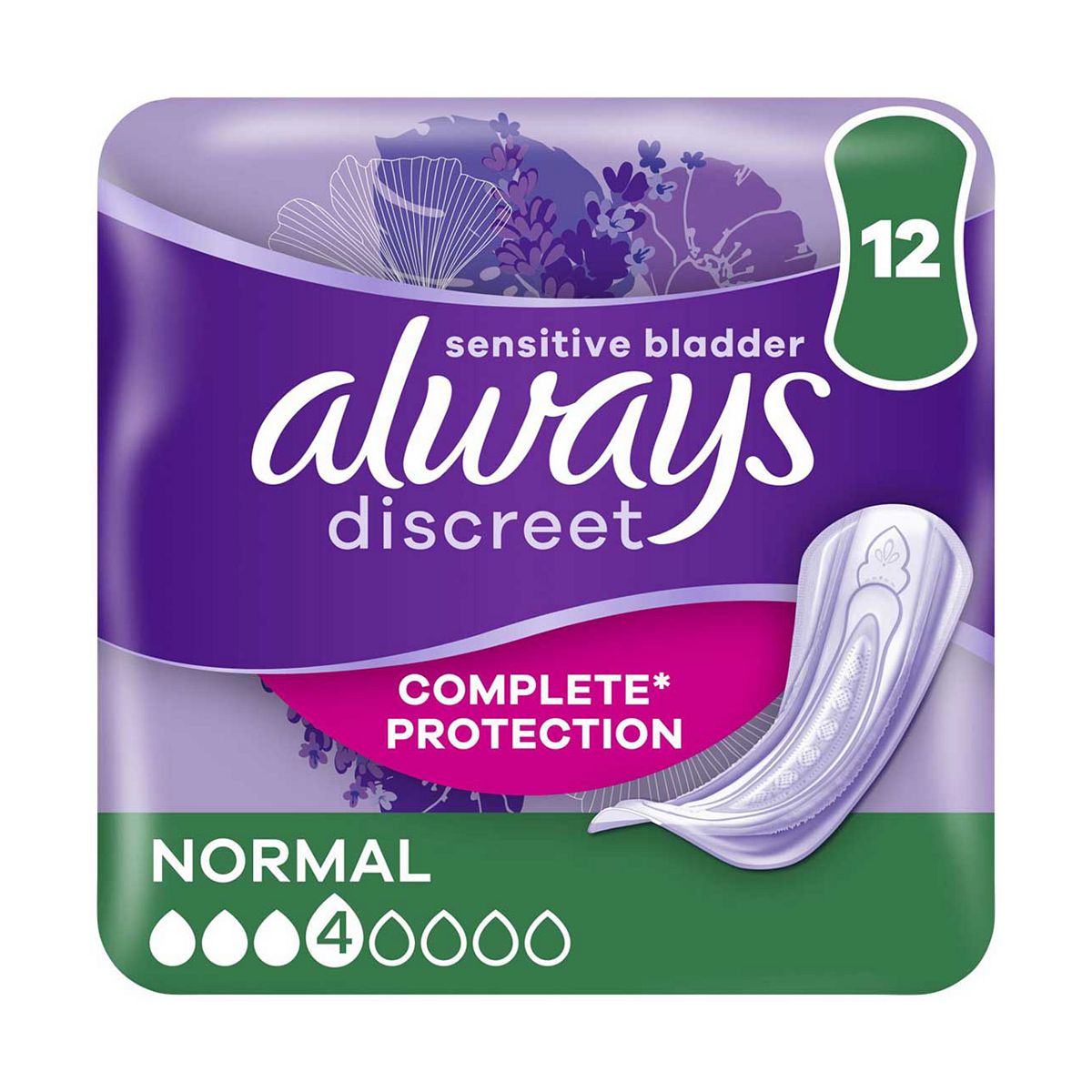 Always Discreet Incontinence Pads Normal For Sensitive Bladder X 12