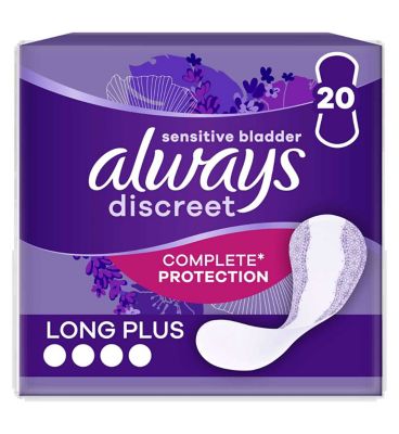 Always Discreet Incontinence Liners Long+, For Sensitive Bladder x20