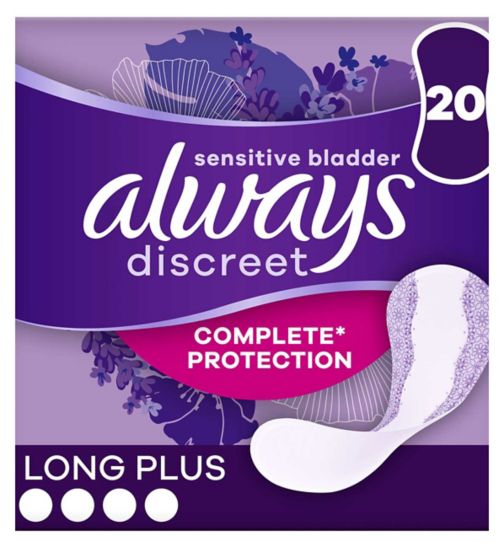 Always Discreet Incontinence Liners Long+, For Sensitive Bladder x20