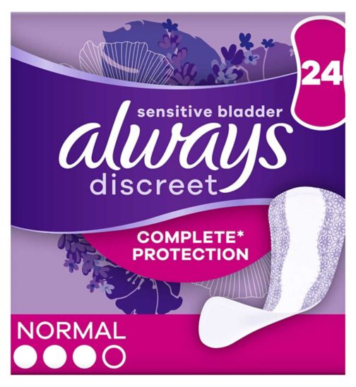 Always Discreet Incontinence Liners Normal 24, For Sensitive Bladder