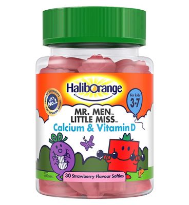 Haliborange for Kids 3-7 Mr. Men Little Miss Calcium & Vitamin D - 30 Strawberry Flavour Softies