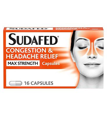 Sudafed Congestion & Headache Relief Max Strength - 16 Capsules