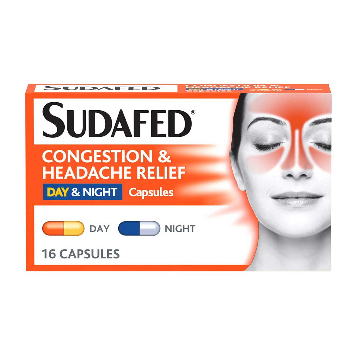 Sudafed Congestion & Headache Relief Day Night - 16 Capsules