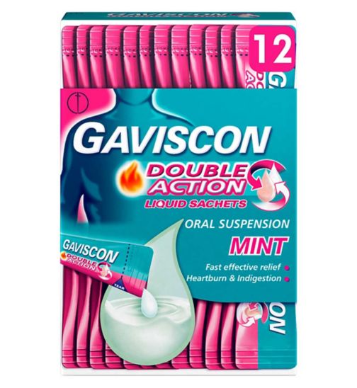 Gaviscon Double Action Heartburn & Indigestion Mint Flavour Sachets 12x10ml