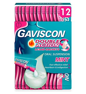 Gavsicon Double Action Mint Flavour Liquid Sachets - 12 x 10 ml Sachets