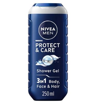 NIVEA MEN Protect & Care Moisturising Shower Gel with Aloe Vera for Body, Face & Hair 250ml