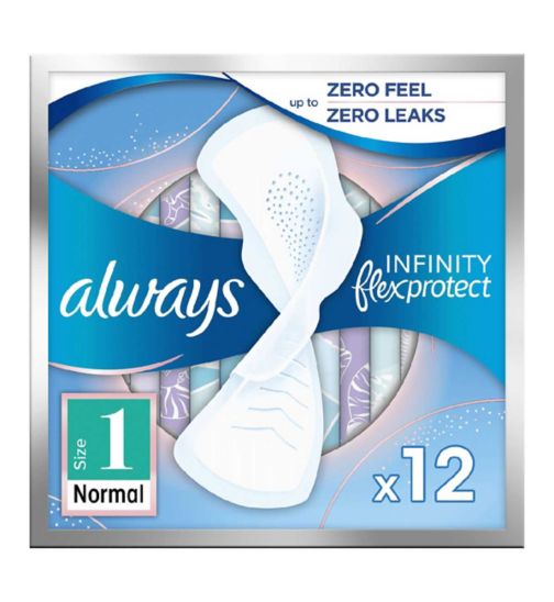 Always Infinity Normal (Size 1) Sanitary Towels Wings 12 Pads