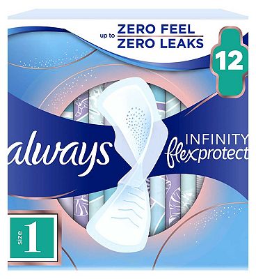 Always Infinity FlexProtect Sanitary Towels Normal (Size 1) with Wings 12 Pads