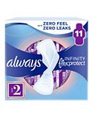 Always FlexProtect Sanitary Towels Size 2 Long Wings, Unscented, 11 Pads