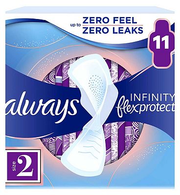 Always Infinity FlexProtect Sanitary Towels Long (Size 2) with Wings 11 Pads