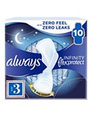 Always FlexProtect Sanitary Pads, Size 3 Night Wings, Unscented, 10 Pads