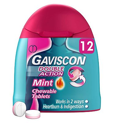 Gaviscon Double Action Heartburn Indigestion Tablets Mint X12