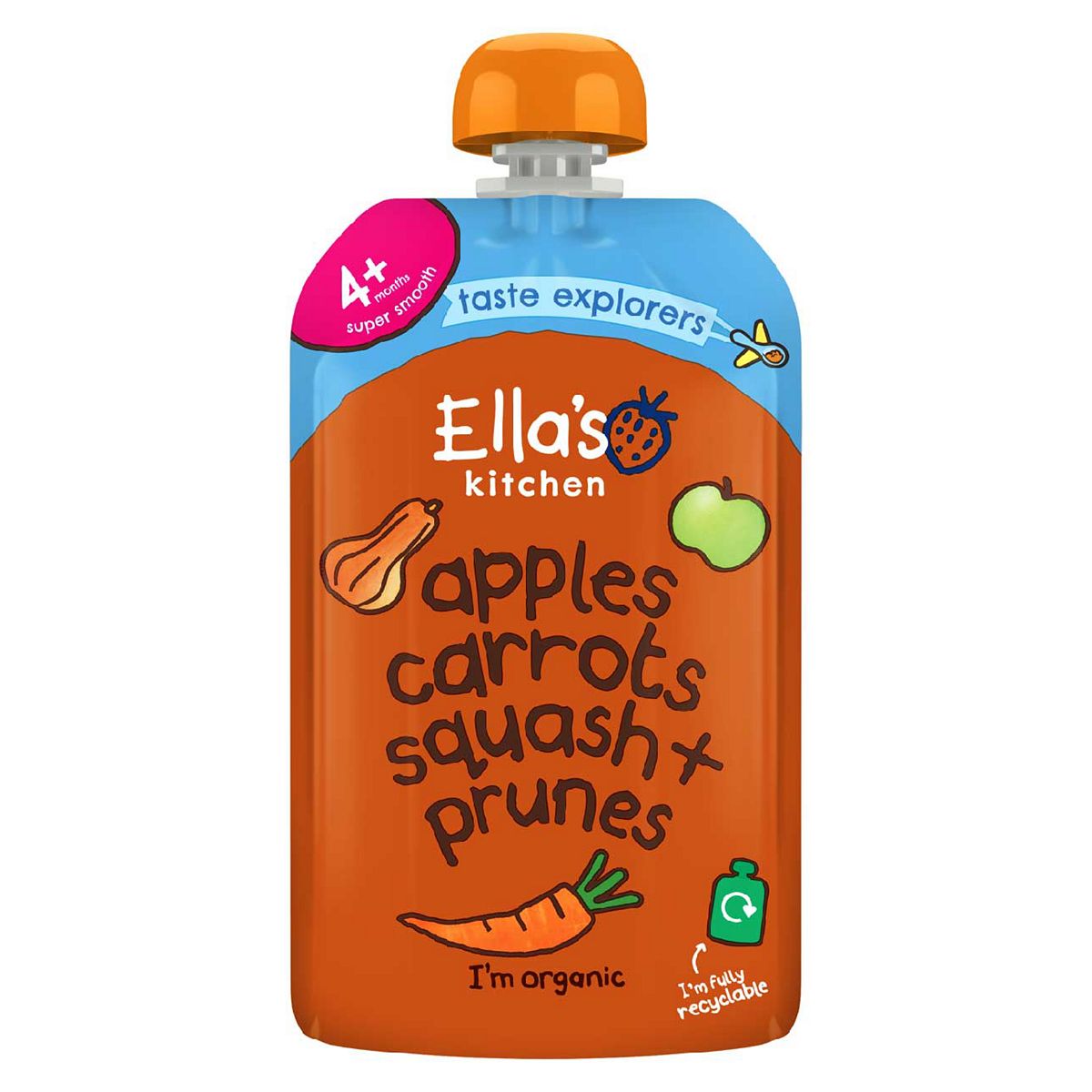 Ella's Kitchen Organic Butternut Squash Carrots Apples + Prunes Pouch 4+ Mths 120G