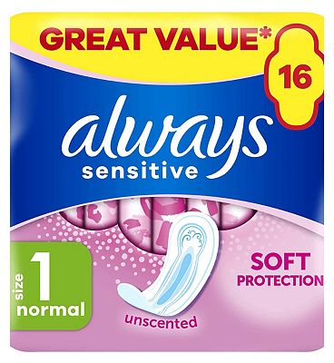 Always Sensitive Normal Ultra (Size 1) Sanitary Towels 16 Pads - Boots