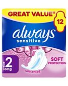 Always Sensitive Long Ultra (Size 2) Sanitary Towels Wings 12 Pads