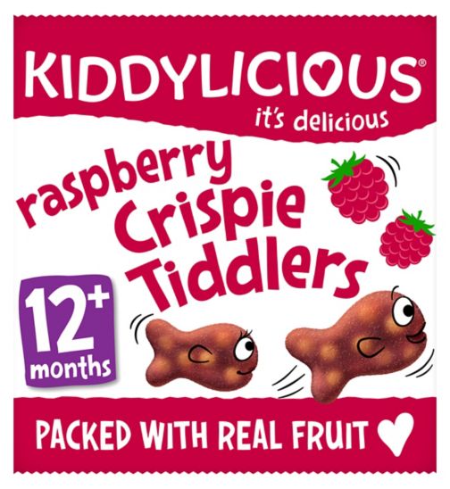 Kiddylicious Crispy Tiddlers, raspberry, infant snack, 12months+, 12g