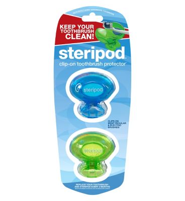 Steripod Clip-on Toothbrush Protector Twin Pack