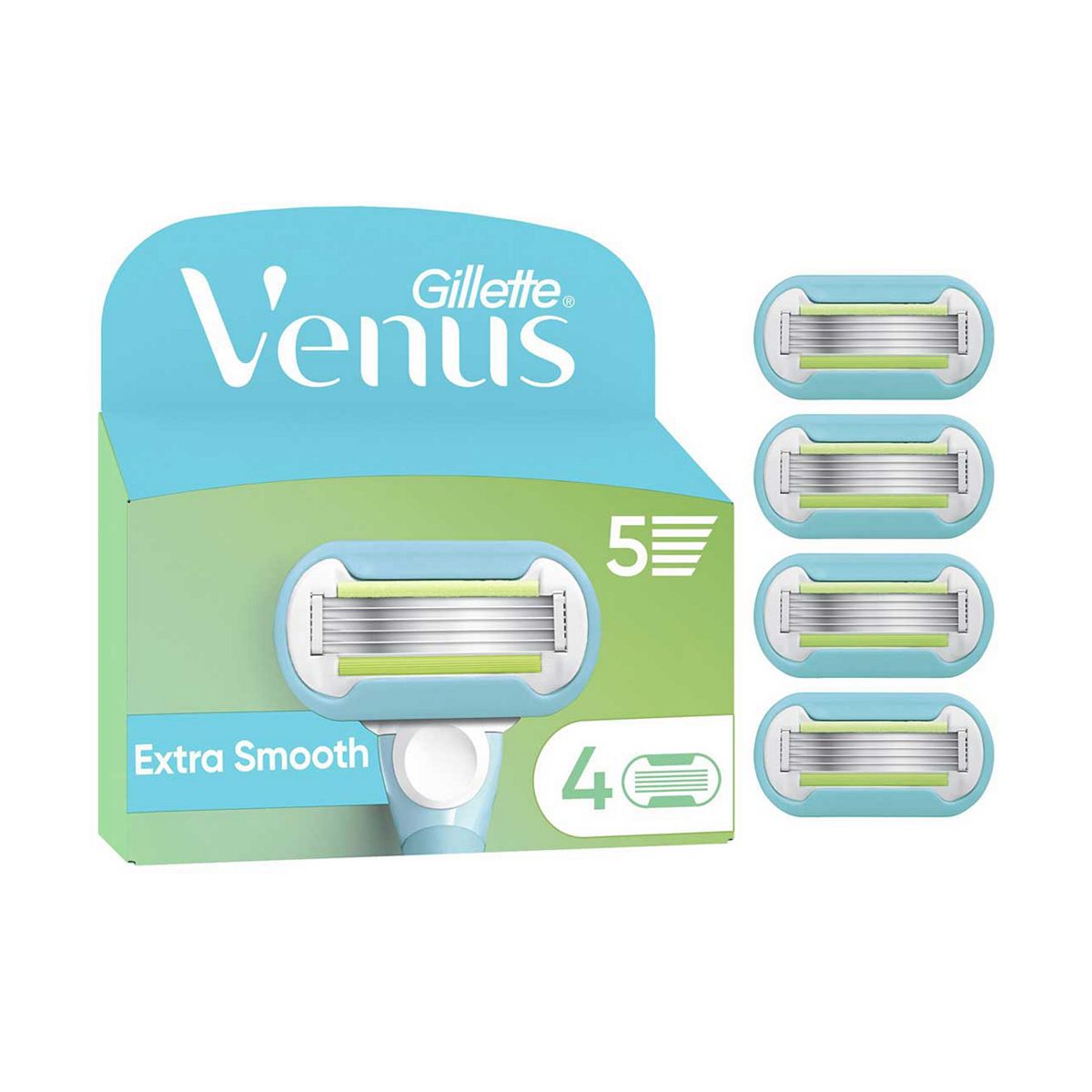 Gillette Venus Razor Blades, Extra Smooth 5 Blade Women's Blades X4