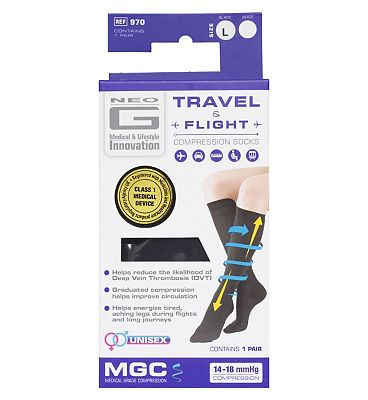 Neo G Travel and Flight Compression Socks Large Black - Boots