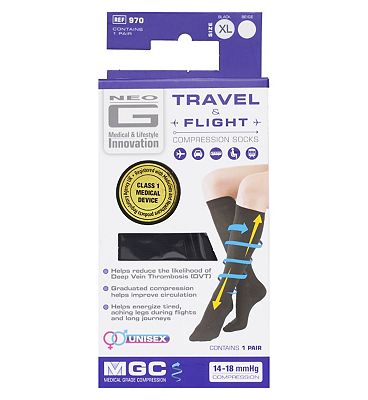 Neo G Travel and Flight Compression Socks Extra Large Black